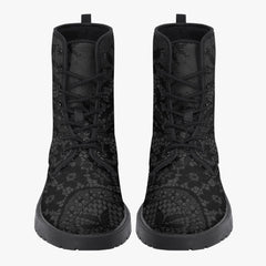 Gothic Grey and Black Lace, Lace up Combat Boots -  (JPREG81)