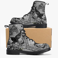 Gothic Raven Lace Up Combat Boots - Dark Raven emo boots (JPREG58)
