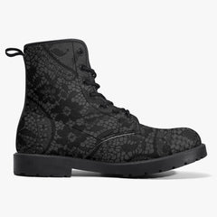 Gothic Grey and Black Lace, Lace up Combat Boots -  (JPREG81)