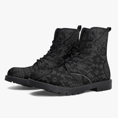 Gothic Grey and Black Lace, Lace up Combat Boots -  (JPREG81)
