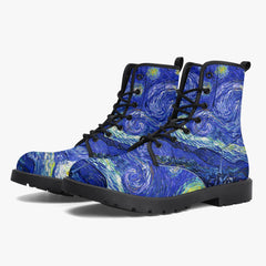 Van Gogh Starry Night Lace Up Combat Boots (JPREGVGS)