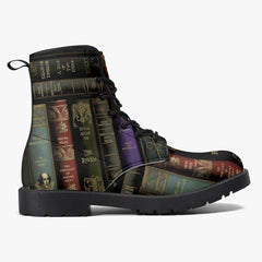 Vintage Books Combat Boots - Dark Academia Aesthetic Shoes - Librarian Boots (JPVINBOOKS)