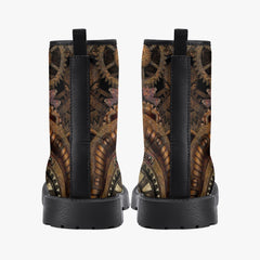 Steampunk Clockwork Bronze Combat Boots - Lace Up Gothic Steampunk Boots (JPREGSTB)
