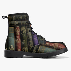 Vintage Books Combat Boots - Dark Academia Aesthetic Shoes - Librarian Boots (JPVINBOOKS)