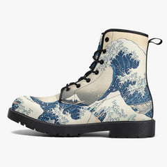 The Great Wave Boots - Lace Up Combat Boots (JPREG32)
