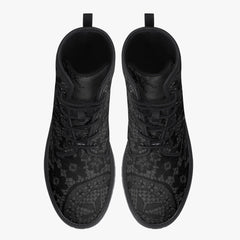 Gothic Grey and Black Lace, Lace up Combat Boots -  (JPREG81)