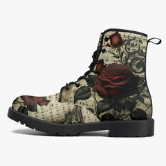 Gothic Music and Roses Vintage Style Combat Boots (JPREGAI1)