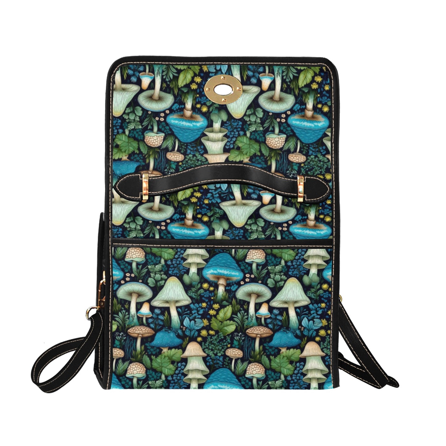 Mushroomcore Shoulder Satchel - Blue and Green Mushroom Bag (AMUSHSATCH2)