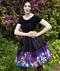 Alice in Wonderland Full Skirt - Dark Alice Gothic Rockabilly Full Skirt
