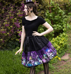 Alice in Wonderland Full Skirt - Dark Alice Gothic Rockabilly Full Skirt