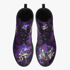 Alice in Wonderland Dark Alice Purple Lace Up Combat Boots. (JPREG94)
