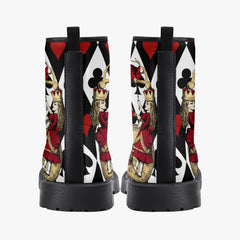 Alice in Wonderland Queen of Hearts Lace Up Combat Boots - Through the Looking Glass Gothic Boots (JPREG102)