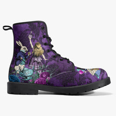 Alice in Wonderland Dark Alice Purple Lace Up Combat Boots. (JPREG94)