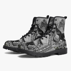 Gothic Raven Lace Up Combat Boots - Dark Raven emo boots (JPREG58)