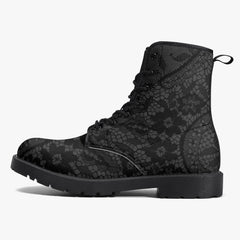 Gothic Grey and Black Lace, Lace up Combat Boots -  (JPREG81)