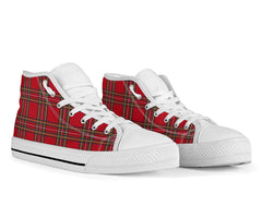 Red Tartan Black Sole High Top Sneakers