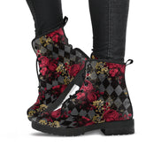 Gothic Roses and Diamonds - Harlequin and Roses Goth Boots (REG2)
