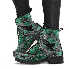 Gothic Raven Green Lace Up Combat Boots (REG60))