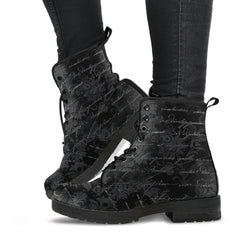 Gothic Writing Lace Up Combat Boots (REG47)