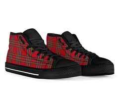 Red Tartan Black Sole High Top Sneakers