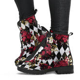 Gothic Roses and Diamonds Lace Up Combat Boots - Gothic Rose Boots(REG13)