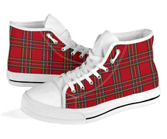 Red Tartan Black Sole High Top Sneakers