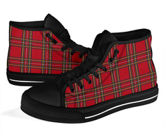 Red Tartan Black Sole High Top Sneakers
