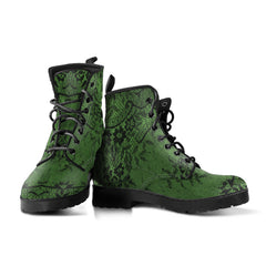 Green with Black Lace, Lace Up Combat Boots (REG21)