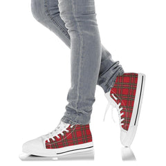 Red Tartan Black Sole High Top Sneakers