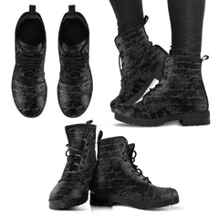 Gothic Writing Lace Up Combat Boots (REG47)