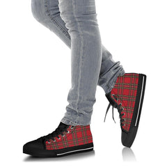 Red Tartan Black Sole High Top Sneakers