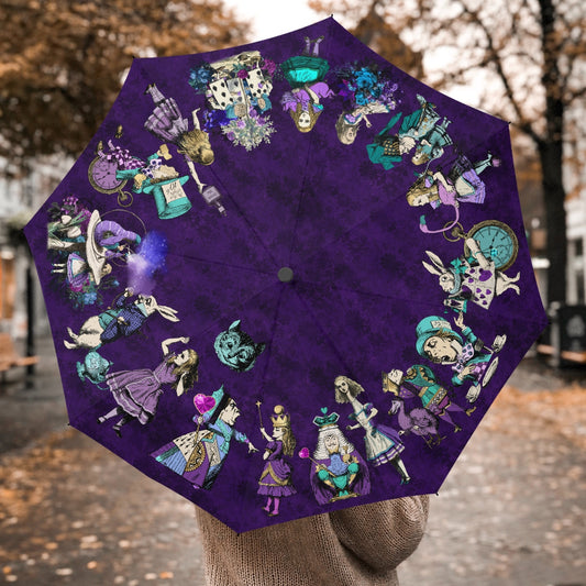 Alice In Wonderland Automatic Umbrella - Mad Hatter Tea Party Parasol (UMDA)