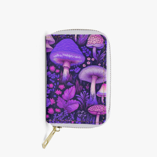 Mushroomcore Pink and Purple Zipper Wallet