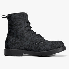 Gothic Skull Damask Print Lace Up Boots (JPREG3)