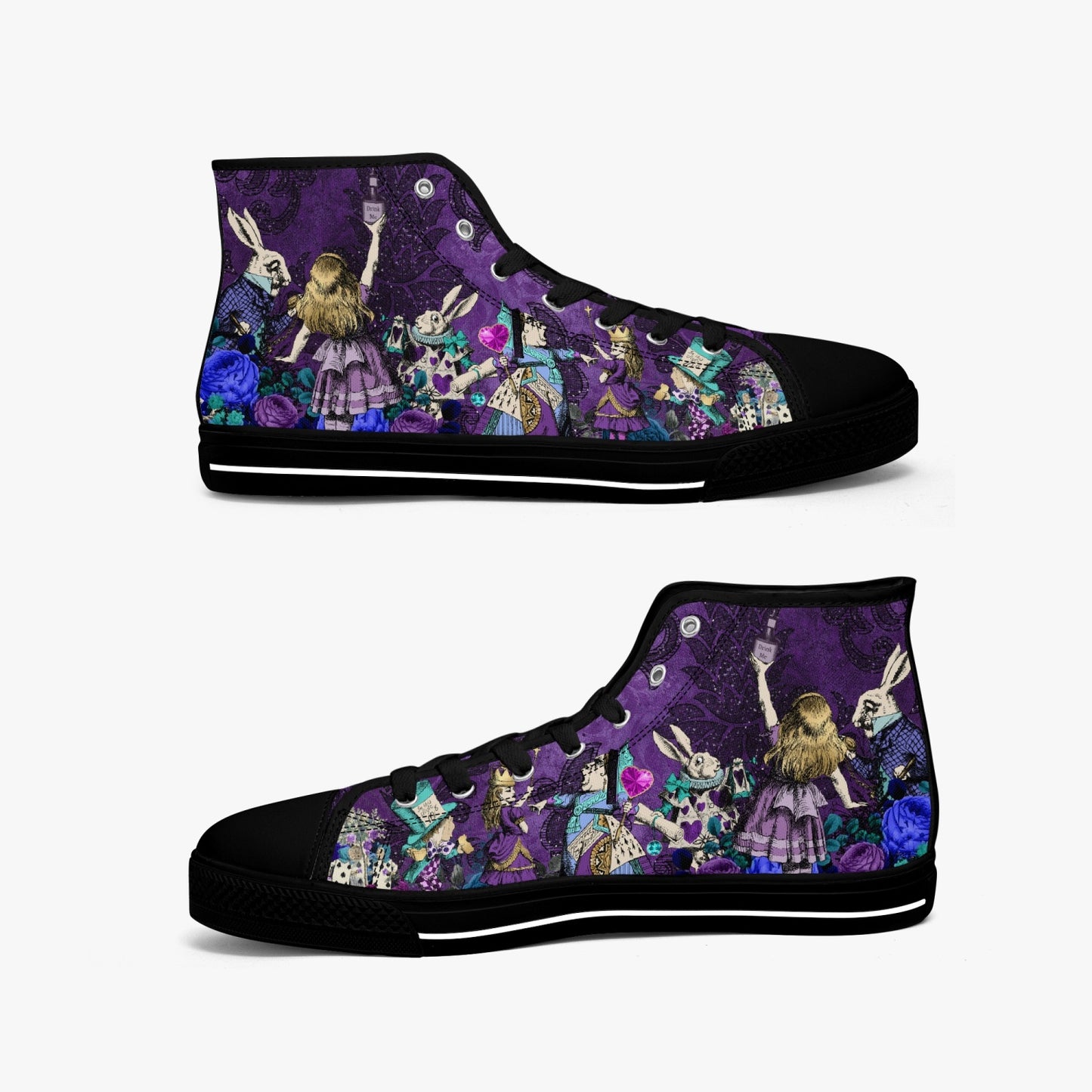 Alice In Wonderland Gothic Purple High Top Sneakers (JPAIWP)