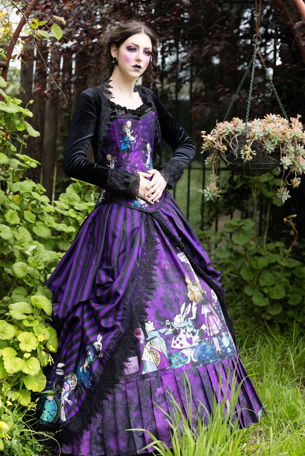 Alice in Wonderland Purple Victorian Corset Gown - Custom fitted Alice in Wonderland - Through the Looking Glass Dress Wedding