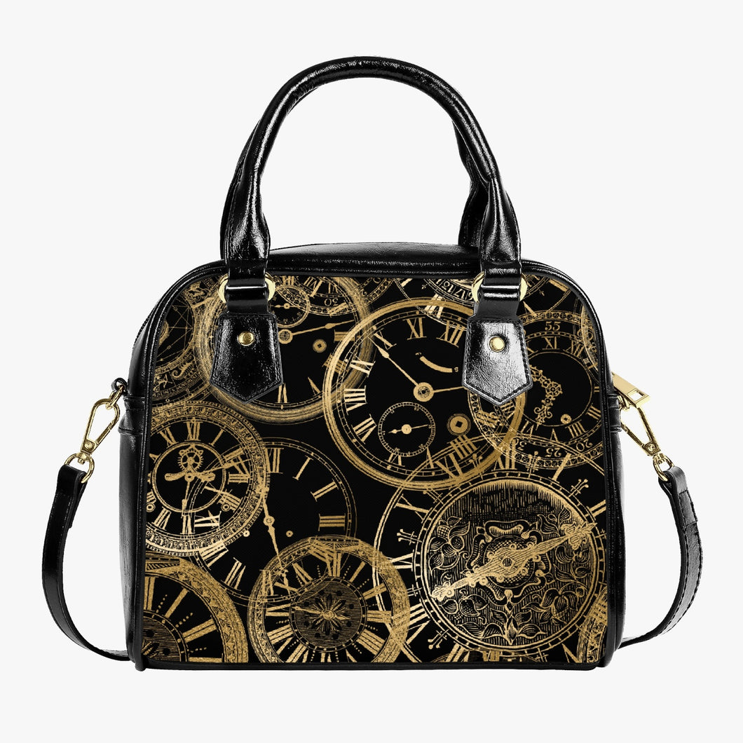 Golden Clocks Steampunk Shoulder Purse - Steampunk Handbag (JPGCBAG)