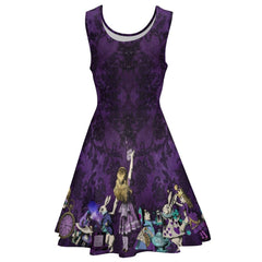 Purple Alice in Wonderland Party Dress - Thinner Fabric Plus Size Friendly Mad Hatter Tea Party Dress