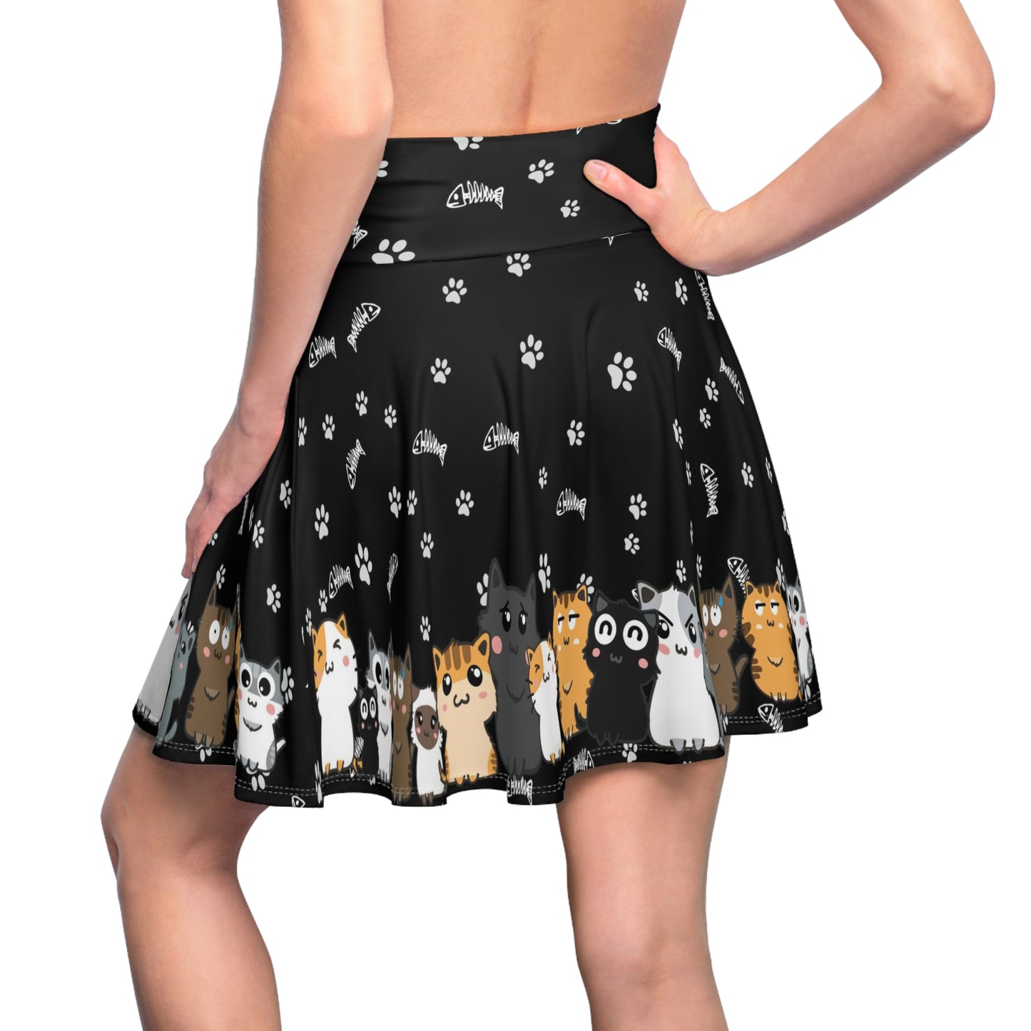 Cute Kitty Cats Skater Skirt - Cat lover Party Skirt