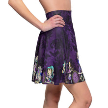 Load image into Gallery viewer, Alice in Wonderland Purple and Turquoise Gothic Skater Skirt
