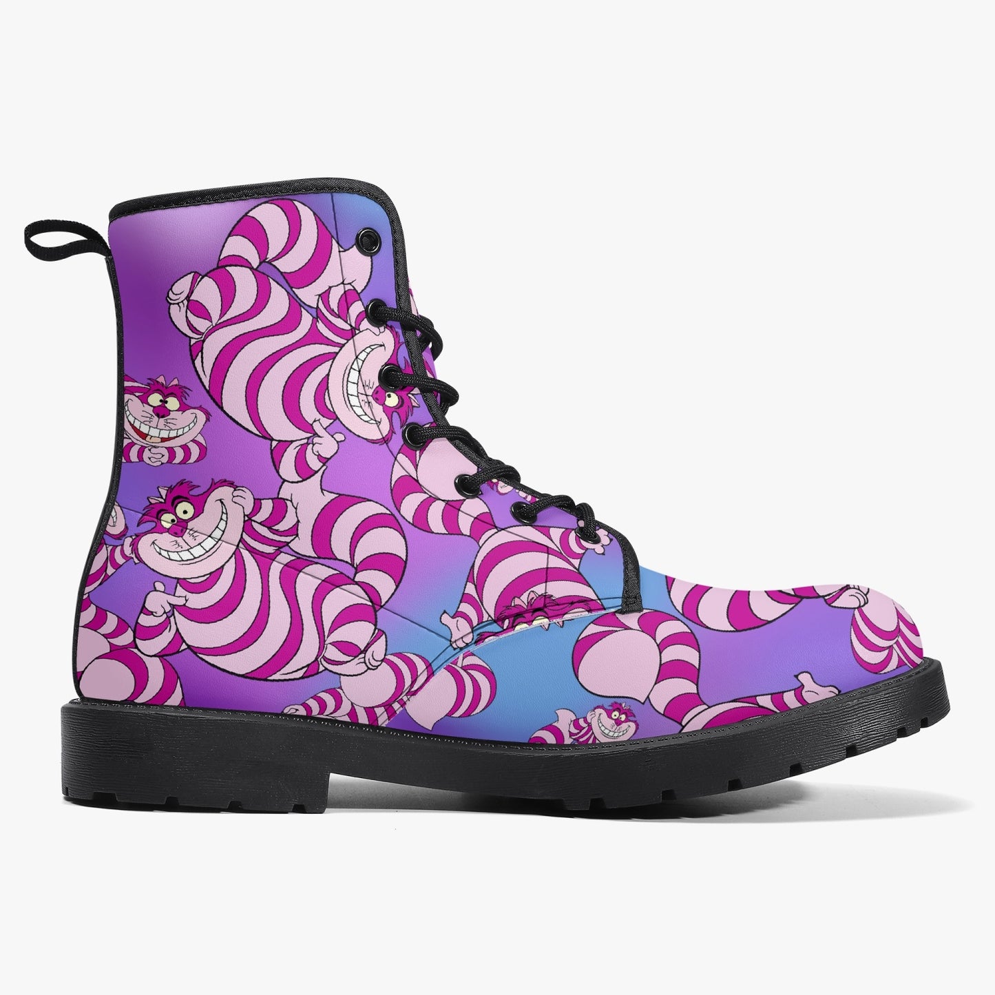 Cheshire Cat Pink and Purple Combat Boots (JPREGCC)