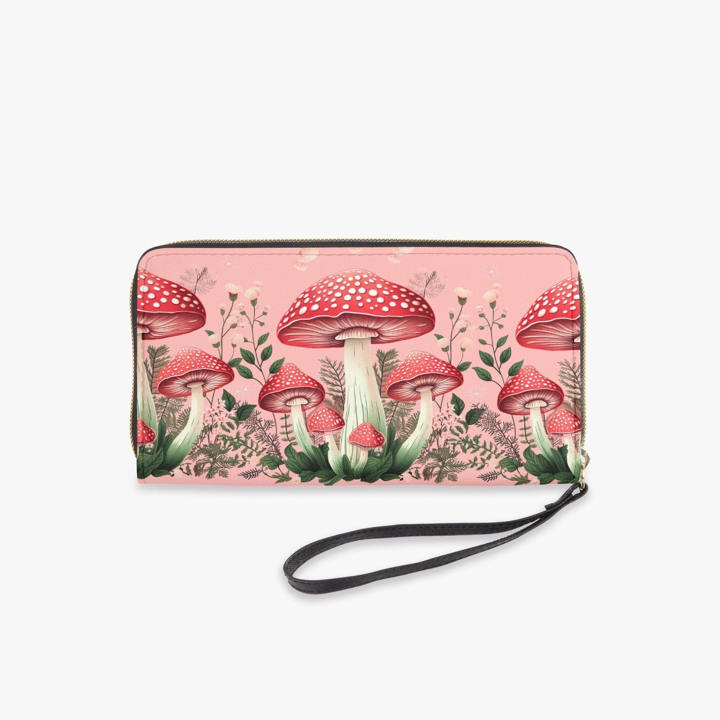 Mushroom Toadstool Zippered Wallet - Mushroom Core - Cottage Core Purse (JPCZWMUSH2)