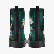 Load image into Gallery viewer, Alice In Wonderland Dark Green and Gold Vegan Leather Combat Boots (JPDGA1)
