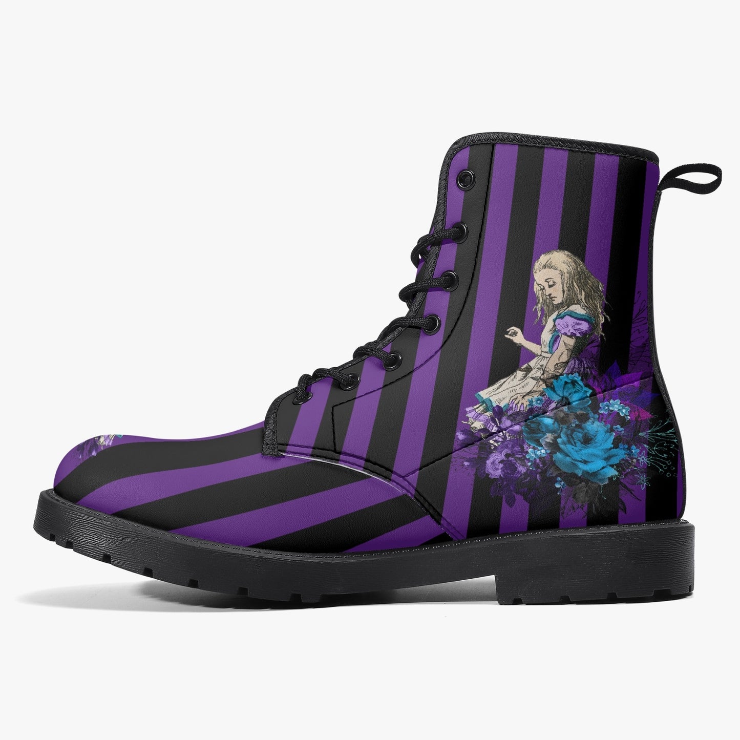 Alice in Wonderland Fun Purple Striped Combat Boots (JPREG14)