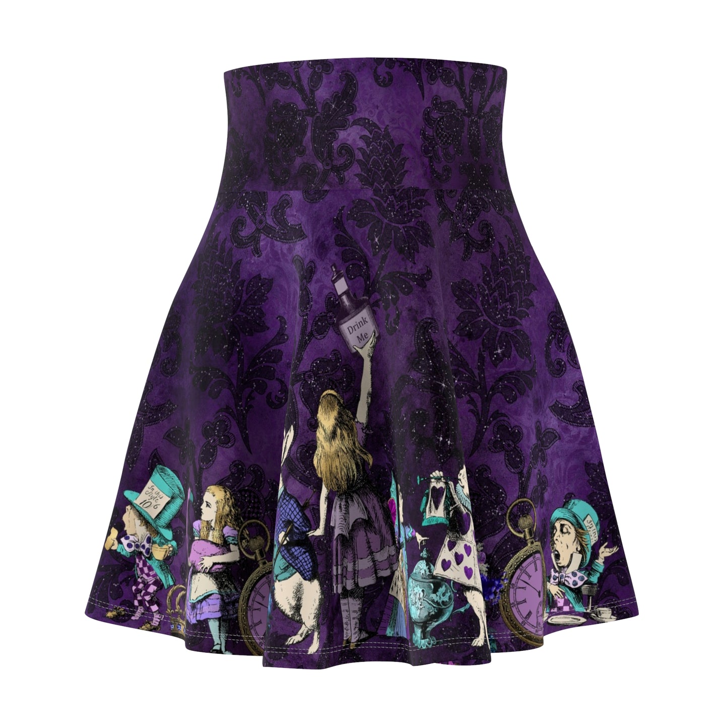 Alice in Wonderland Purple and Turquoise Gothic Skater Skirt