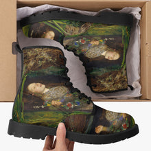 Load image into Gallery viewer, John Everett Millais - Ophelia -  Vegan Leather Combat Boots - Pre Rapaelite Art boots (JPREG90)

