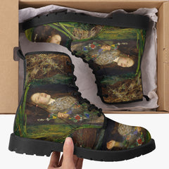John Everett Millais - Ophelia -  Lace Up Combat Boots - Pre Rapaelite Art boots (JPREG90)