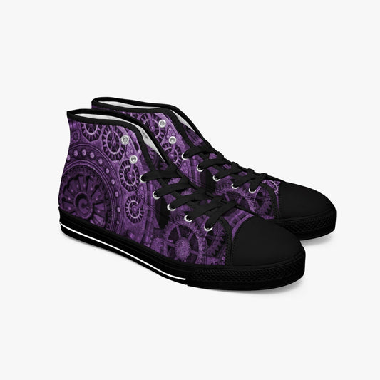 Purple Steampunk Clockwork Gears Hi Top Sneakers (JPSNSTEAM3)