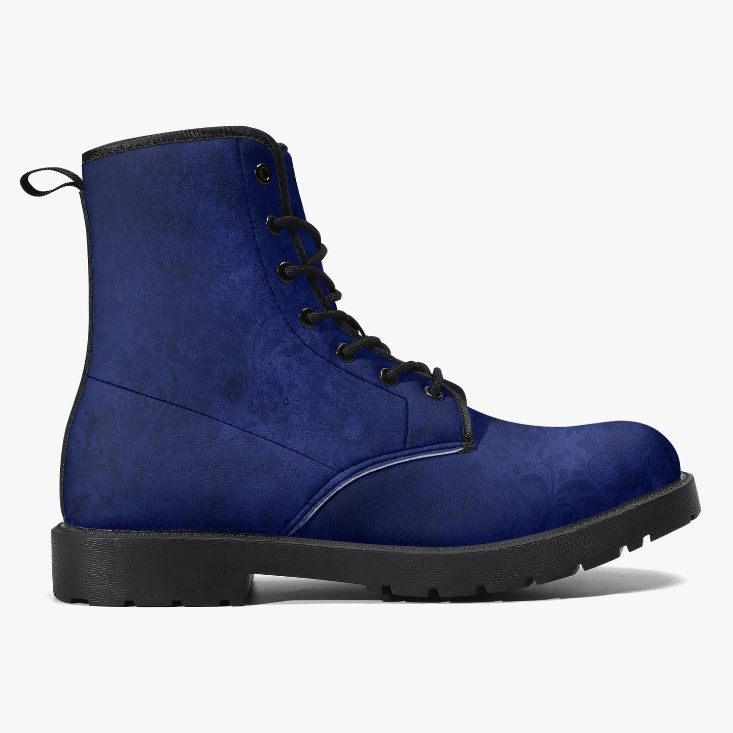 Navy Gothic Grunge Vegan leather Combat Boots - Vegan Leather Purple Boots (JPREGNAV)