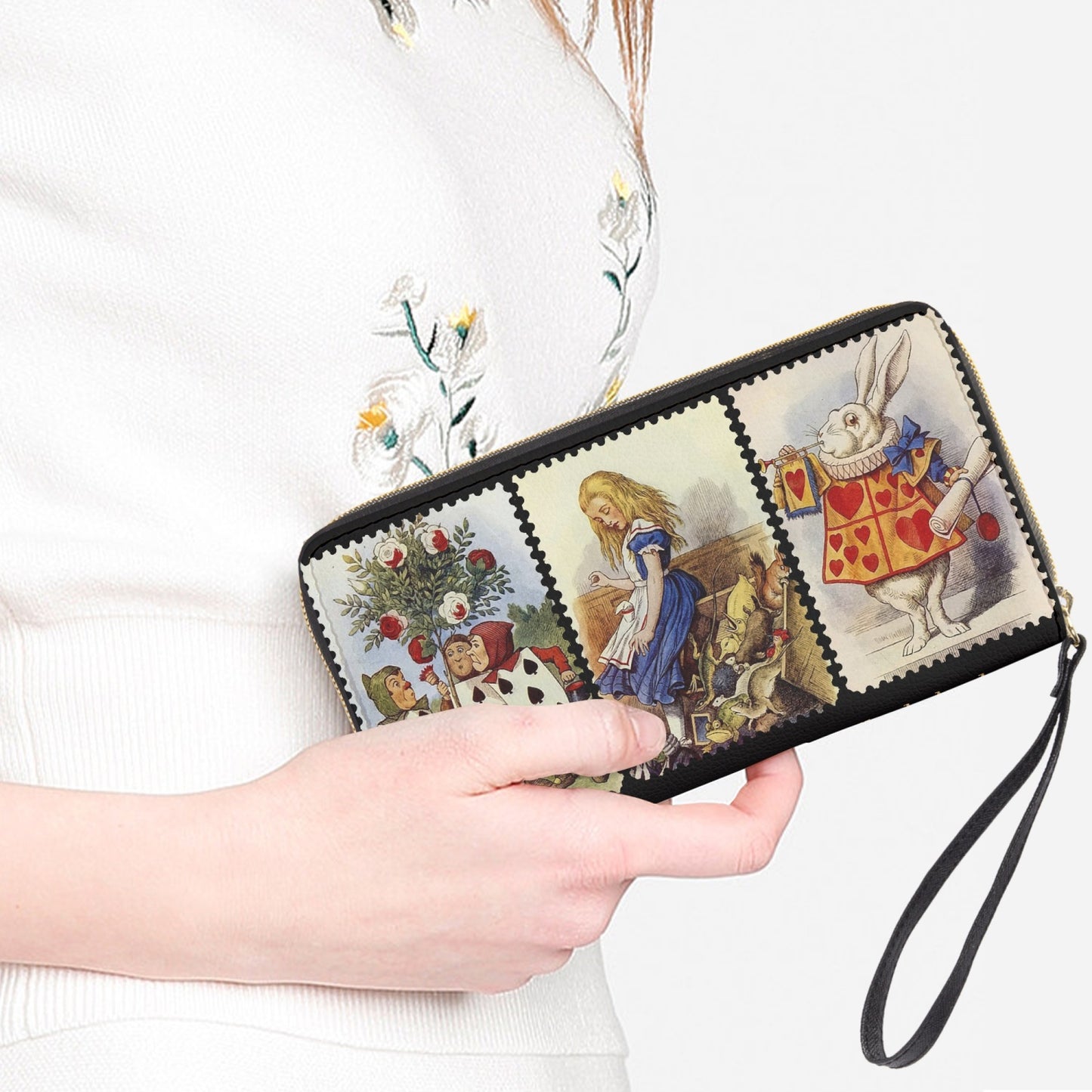 Alice in Wonderland Vintage Illustrations Zipper Wrist Wallet (JPVINAW)